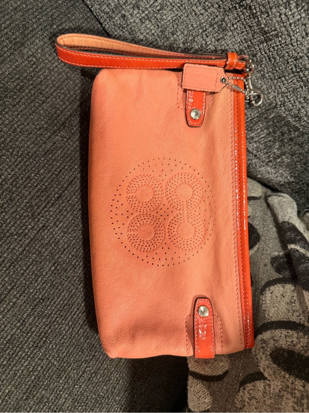 Women's Coral Wristlet Clutch - Stylish Coral Leather Wallet